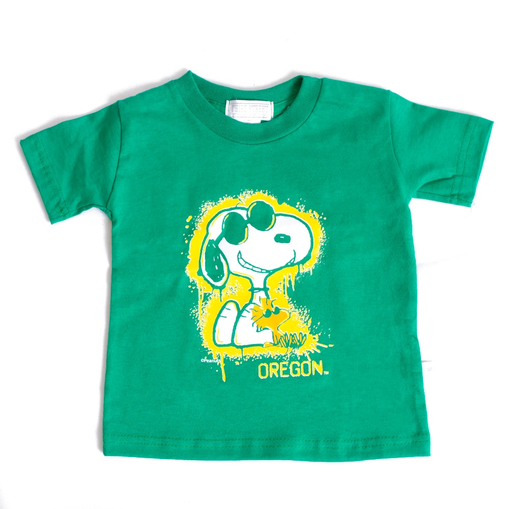 Peanuts, Third Street, Green, Crew Neck, Kids, Toddler, Snoopy, Woodstock, T-Shirt, 833625